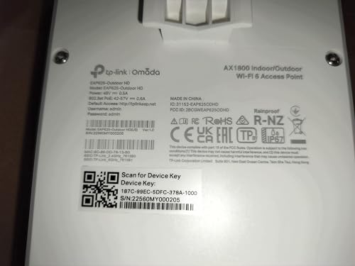 TP-Link 1.9 lbs EAP625-Outdoor HD Tri-Band Wireless Access Point 802.11ac/ax 1800 Mbps Touch Control IP68