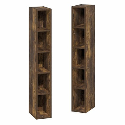 Furinno FULDA 10-Tier Bookcase, 78.74" Height, Amber Pine Finish, Engineered Wood Construction