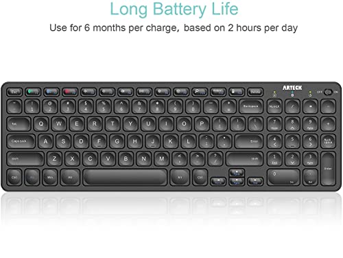 Arteck 14.3" HB305-2 Bluetooth Multi-Device Wireless Keyboard QWERTY Black