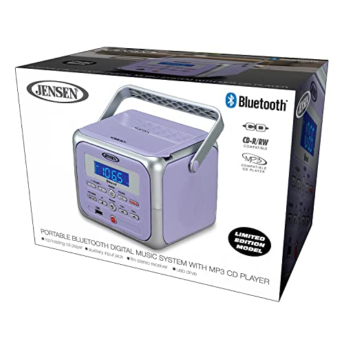 Jensen CD-660 120W Stereo Portable CD Player with Bluetooth Audio Connectivity (Lilac Purple)