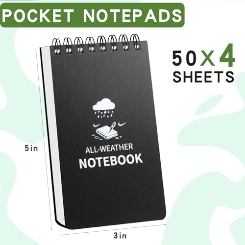 Juehuodaji 4.0 Count Waterproof Notebook System, 3" x 5" Pocket-Sized Format, All-Weather Utility Notepad
