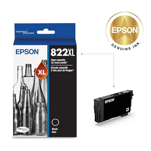 Epson 822 1200 Page Yield Genuine Ink Cartridge T822XL120-S Black