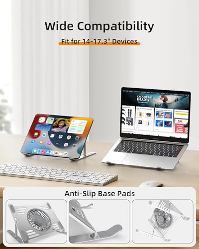 SHUWEI Portable Laptop Cooling Stand 17.3" Adjustable Aluminum Ultra-Lightweight Cooling Pad