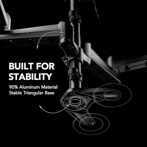 HUANUO Triple Monitor Mount 17-32 Inches HNTS3B - Alloy Steel - Articulating, Swivel, Tilt, Rotate - Tabletop Mount