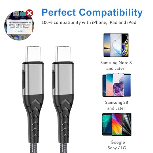 Durcord 2-Pack 10ft USB-C Cable 100W Fast Charging Specification