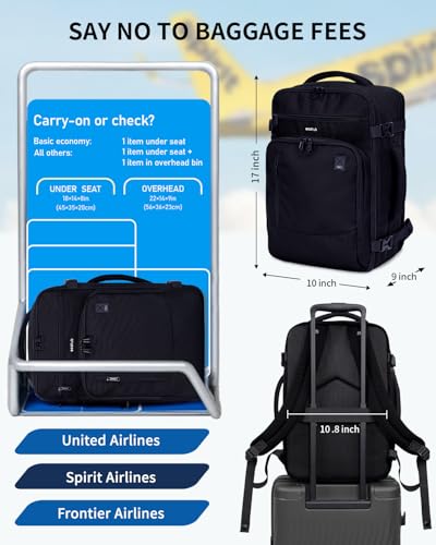 ECOHUB 17" Daypack Travel Backpack, 25L Capacity, Water Resistant, Fits 15.6" Laptop, 16 Pockets, Adjustable Straps, Black