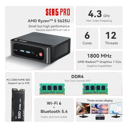 Beelink SER5 PRO 24" 3840x2160 Mini LED PC