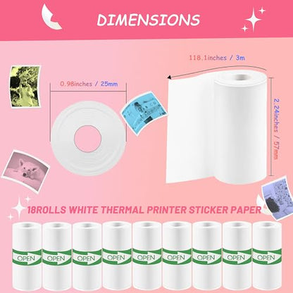 MIARALA 57 x 25 mm Thermal Sticker Paper 18 Count BPA-Free
