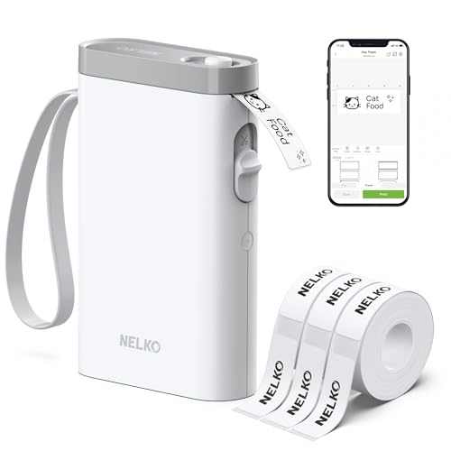 Nelko P21 Bluetooth Thermal Label Maker with Built-in Media and 203 DPI