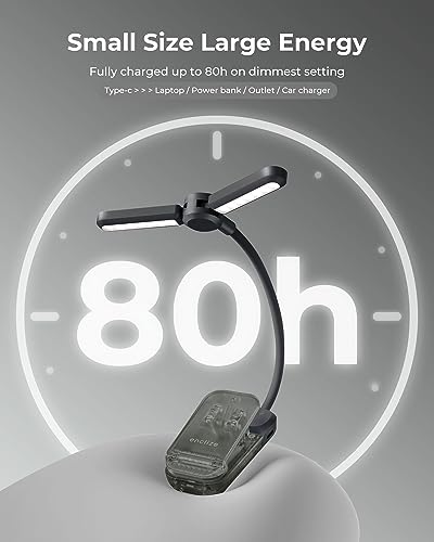 enclize 1 Count LED Rechargeable Reading Light Dimmable Touch Control USB Tabletop Dark Gray