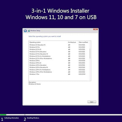 DEBOTIX 3-in-1 USB Installer 34a7d2d0-aa08-4877-b5aa-f3d9599c07b4 USB Type C + A Recovery Tool for Windows 11, 10, 7