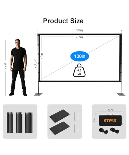STWUI 100 Inch STWUI PS100 4K HD 16:9 Projection Screen