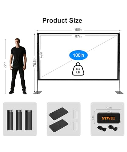 STWUI 100 Inch STWUI PS100 4K HD 16:9 Projection Screen