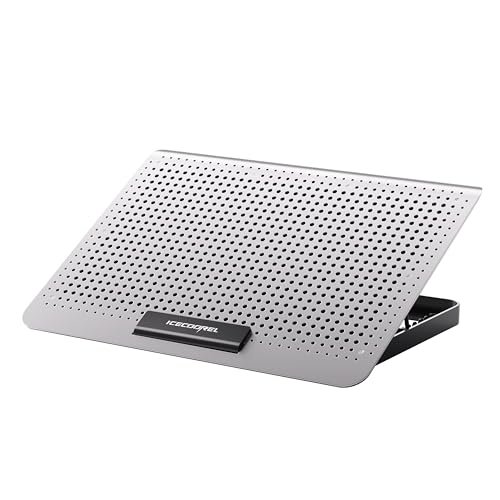 ICE COOREL 15-17 Inch Laptop Cooling Pad, 1 Big Fan, Adjustable Height, Aluminum Construction, Two USB Port, Silver