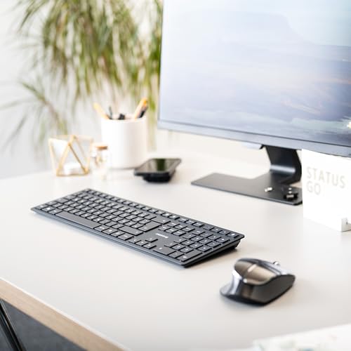CHERRY DW 9500 Slim Wireless Keyboard and Mouse Set Bluetooth 2.4GHz Ergonomic Rechargeable QWERTY Black