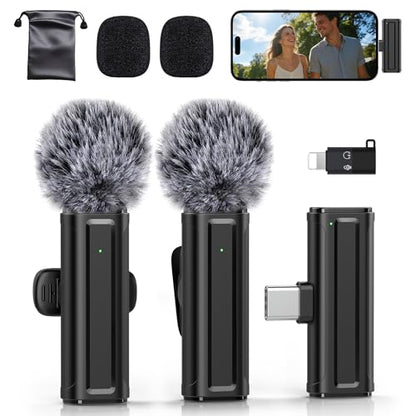 Pufazest Wireless Lavalier Microphone J23 32 kHz 2 Channels Omnidirectional