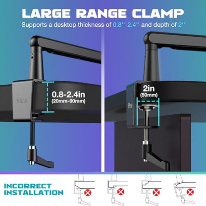 FIFINE 1 Count BM88 Low Profile Microphone Boom Arm Stand