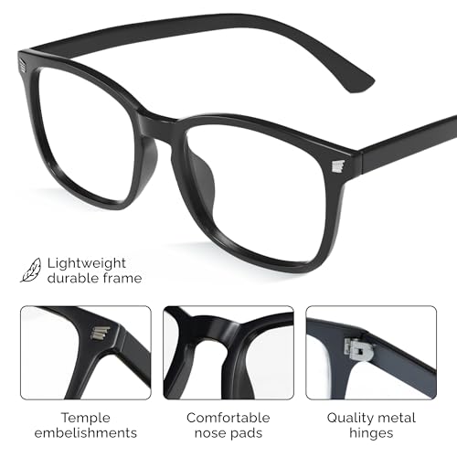 livho 52mm 14mm 42mm TR90 Prescription Eyewear Frames Full Rim Medium Black-Clear