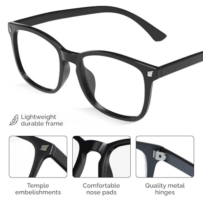 livho 52mm 14mm 42mm TR90 Prescription Eyewear Frames Full Rim Medium Black-Clear
