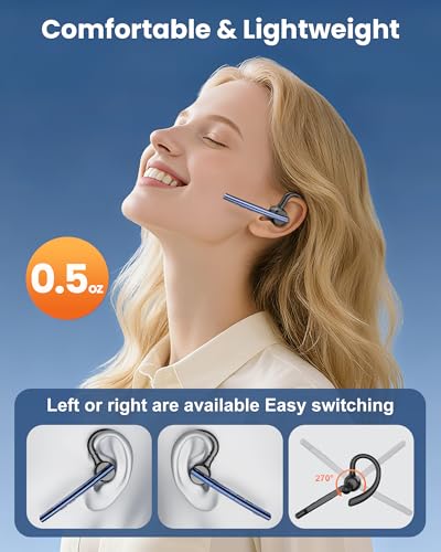 New Bee Bluetooth Headset V5.1 72H Talk Time Dual Microphone Wireless Earpiece with 500mAh Charging Case