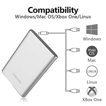 HWAYO 1TB Portable External Hard Drive HWHD3.1-4COL730 USB 3.0/3.1 Connectivity