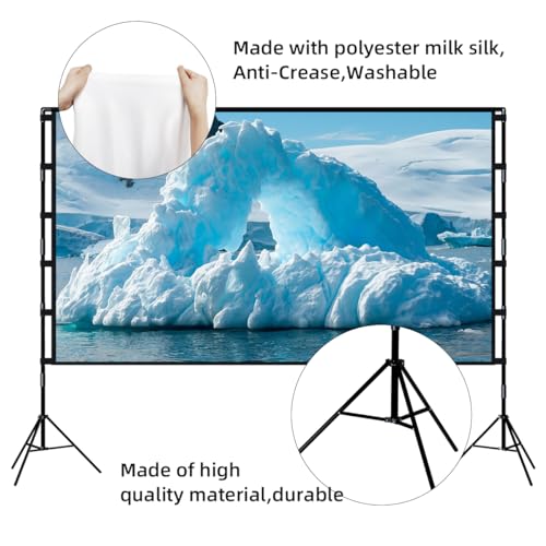 TOWOND 120 pouces Projector Screen 4K HD 16:9 Polyester Portable Projection Screen