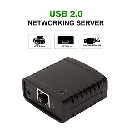 GOWENIC USB Printer Server, 10/100Mbps RJ45 Network Adapter