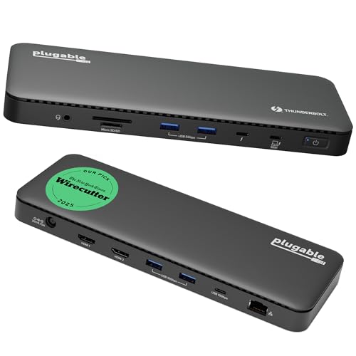 Plugable 13-Port Thunderbolt 4 Dock TBT4-UD5 Dual 4K 60Hz HDMI 100W