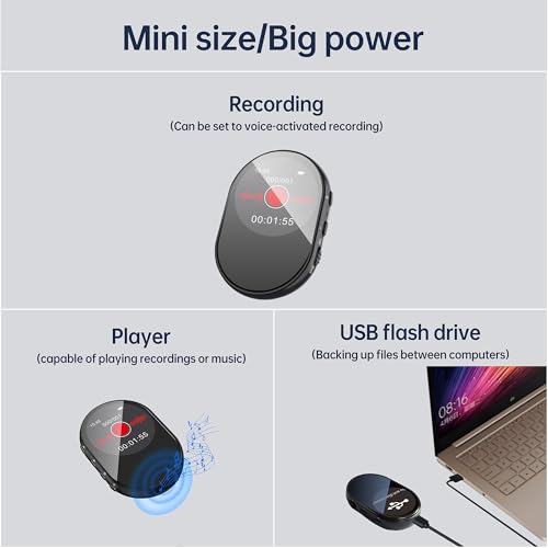 QWTYUT 128GB V18-128GB Digital Voice Recorder USB-C Mono WAV 1.4" Screen 9800h
