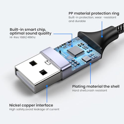 MOSWAG USB Audio Adapter 0.65 Feet 700445322292 Stereo 48kHz Audio Device