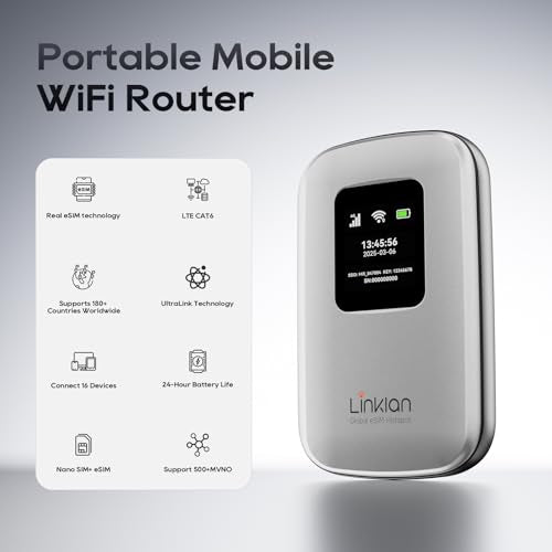 Linklan 5Z-34RI-11X8 eSIM Portable Mobile Hotspot 433Mbps LTE 2.4GHz Wireless