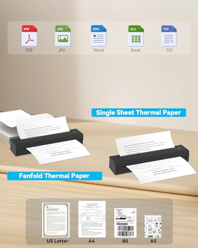 NDYIN Portable Thermal Printer D80 Monochrome 203 dpi
