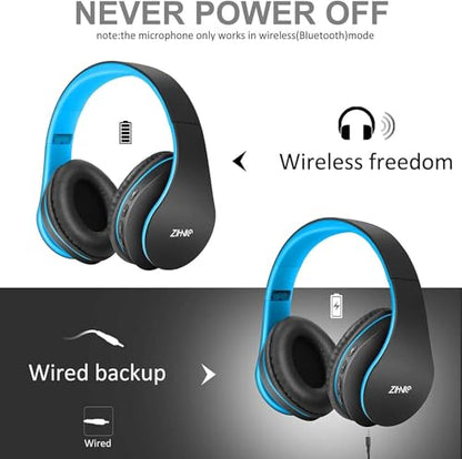 ZIHNIC Over-Ear WH-816 Bluetooth Headphones, 32 Ohm Impedance, Wireless/Foldable, Leather Enclosure