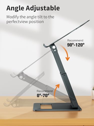 Tounee LS07 Telescopic Laptop Stand Adjustable Height 10 to 17 Inches Gray Desktop Stand