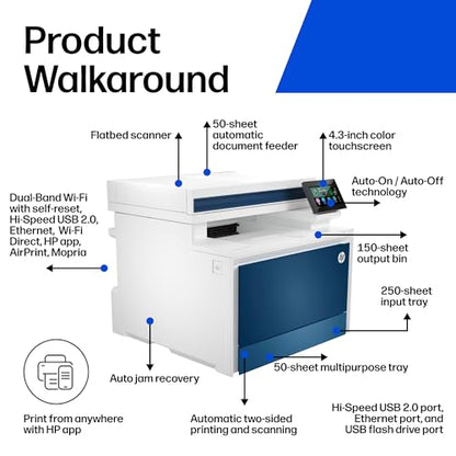 HP Color LaserJet Pro MFP 4301fdw All in One Printer 600 x 600 dpi Duplex