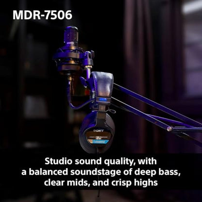 Sony 40mm MDR7506 Over-Ear Headphones 20Hz-20kHz Wired Studio Headphones