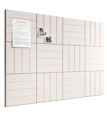 Bumusty Bold-stripe 12-pack FZB-L-12-4L-BT Rectangular Felt Bulletin Board 47.2 x 35.4 in Oatmeal