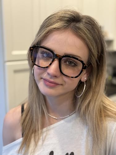 VISOONE 54mm Bennett Oversized Square Blue Light Blocking Glasses Full Rim TR90 Eyeglass Case