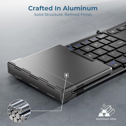 iClever 65-Key IC-BK08 Bluetooth Keyboard, Portable Foldable Design, Touchpad, Multi-Device Connectivity