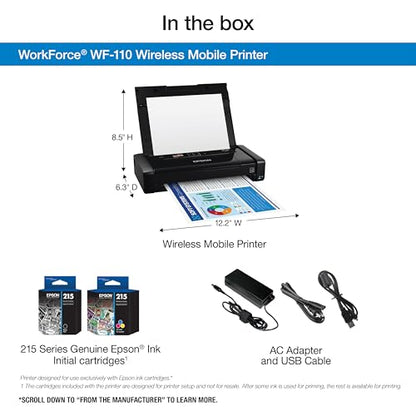 Epson WorkForce WF-110 5760 x 1440 dpi Portable Wireless Color Printer Model C11CH25201