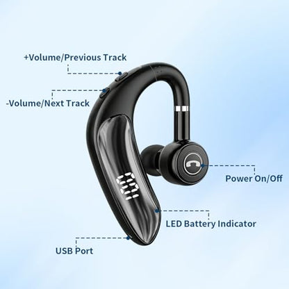 STUPIDYIN Bluetooth Headset V5.4, 23H Battery Life, Wireless Earbud for Phone Calls and Music, Touch Control, In-Ear Earpiece with Mic