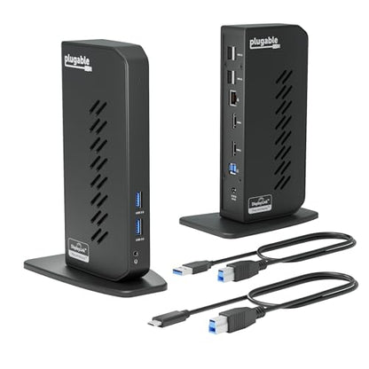 Plugable UD-3900Z USB 3.1 Dual HDMI Docking Station, 10 Ports, for macOS, Windows, ChromeOS