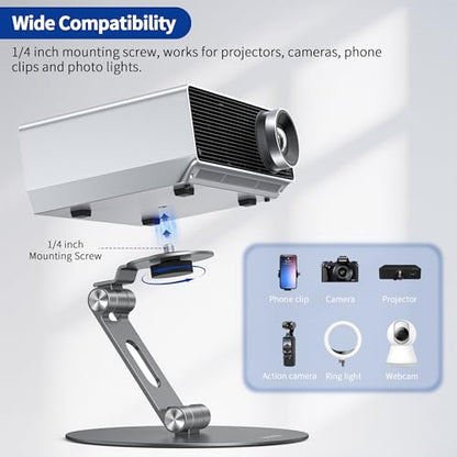 BESIGN PS01 Tripod Projector Stand 1/4 inch Mounting Screw Gray Metal