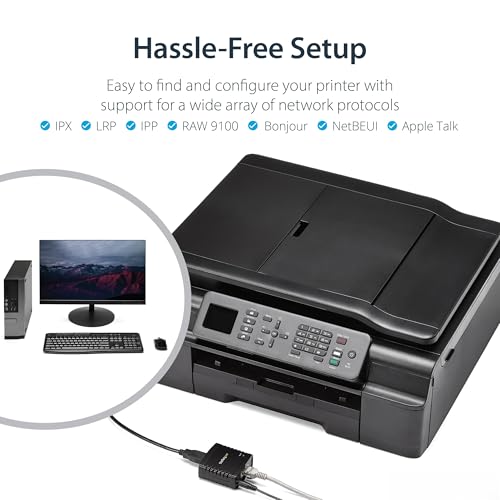 StarTech.com 1-Port USB 2.0 Network Print Server PM1115U2 10/100 Mbps TAA Compliant Wired Ethernet