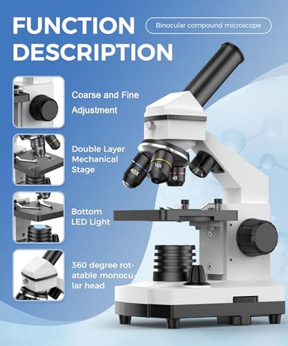 PalliPartners 5.71"L x 3.94"W x 9.84"H SWXWJ-1 2000x 240 Volts LED Compound Microscope