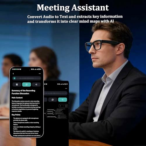 MONFOLROY KO Smart Glasses 100mAh Bluetooth Oval 6-Hour Battery Digital Translation