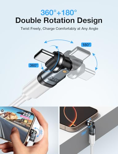 Aripps USB C Adapter 2-Pack USB Type C Right Angle Adapter 5A Power Plug Type C