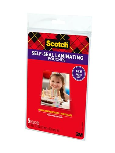 Scotch 4 x 6 Inches Self-Sealing Laminating Pouches, 3-Pack