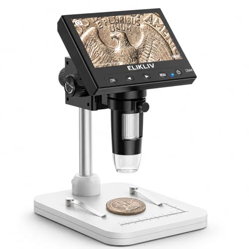 Elikliv 4.3 Inch EDM4 LCD Digital Microscope 720P 1000x LED Coin Magnifier