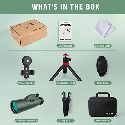 OXK 12x56 12x56 Monocular Manual Focus Prism Fixed Mount Fully Multi-Coated